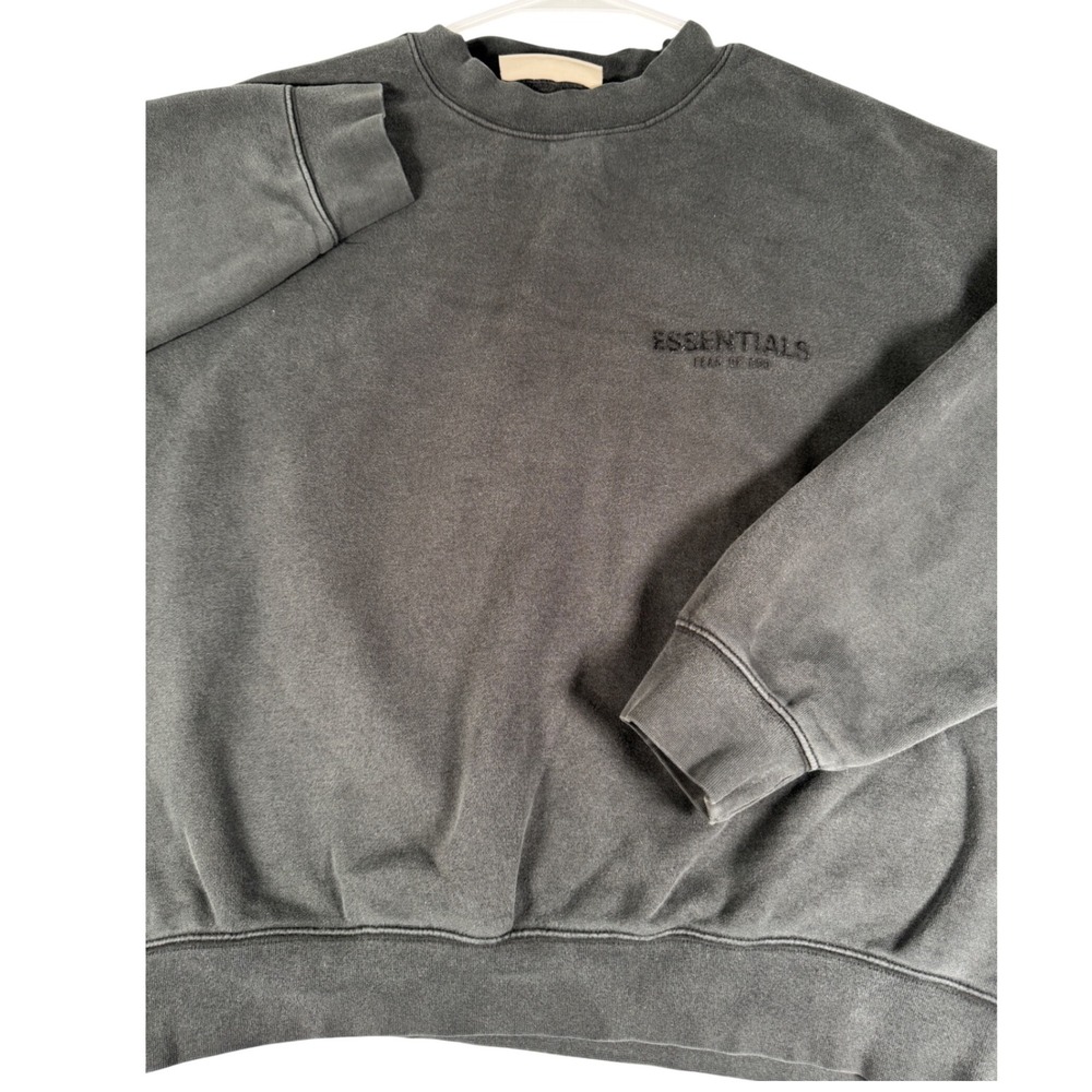 Fear of God Essentials Crewneck Sweatshirt Washed Black Gray Large FOG Pullover
